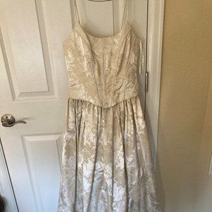 Vintage 1990s Scott McClintock Ivory Brocade Gown